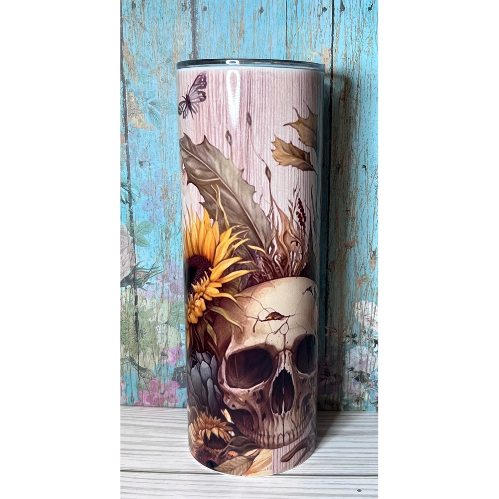 Boho Skull 20 oz Tumbler‎ Sublimation Crazy Goat Company Halloween Cold Gift